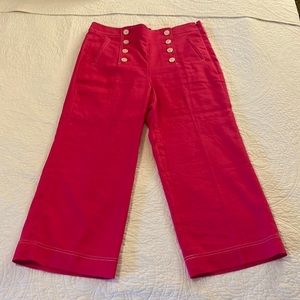 J. Crew Peyton Sailor Pants in Stretch Linen Hot Pink NWOT